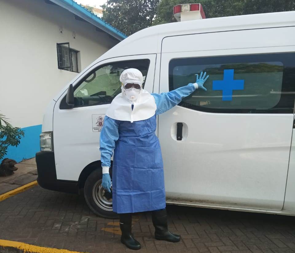 A nurse in Full protective gear at the Facility